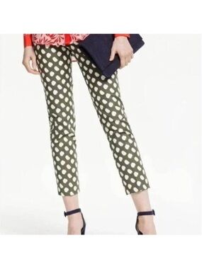 Boden Olive Green Chinos with White Polka Dot Print